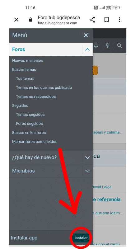 Como instalar app foro de pesca